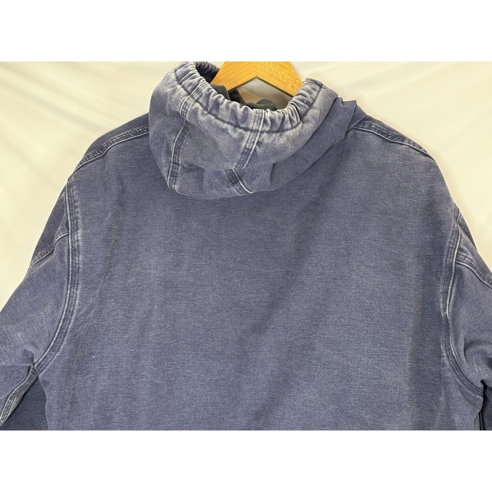 Vintage Carhartt 376-20 Navy Blue Destrsssed Rental Workwear Jacket Size Large - Picture 8 of 13